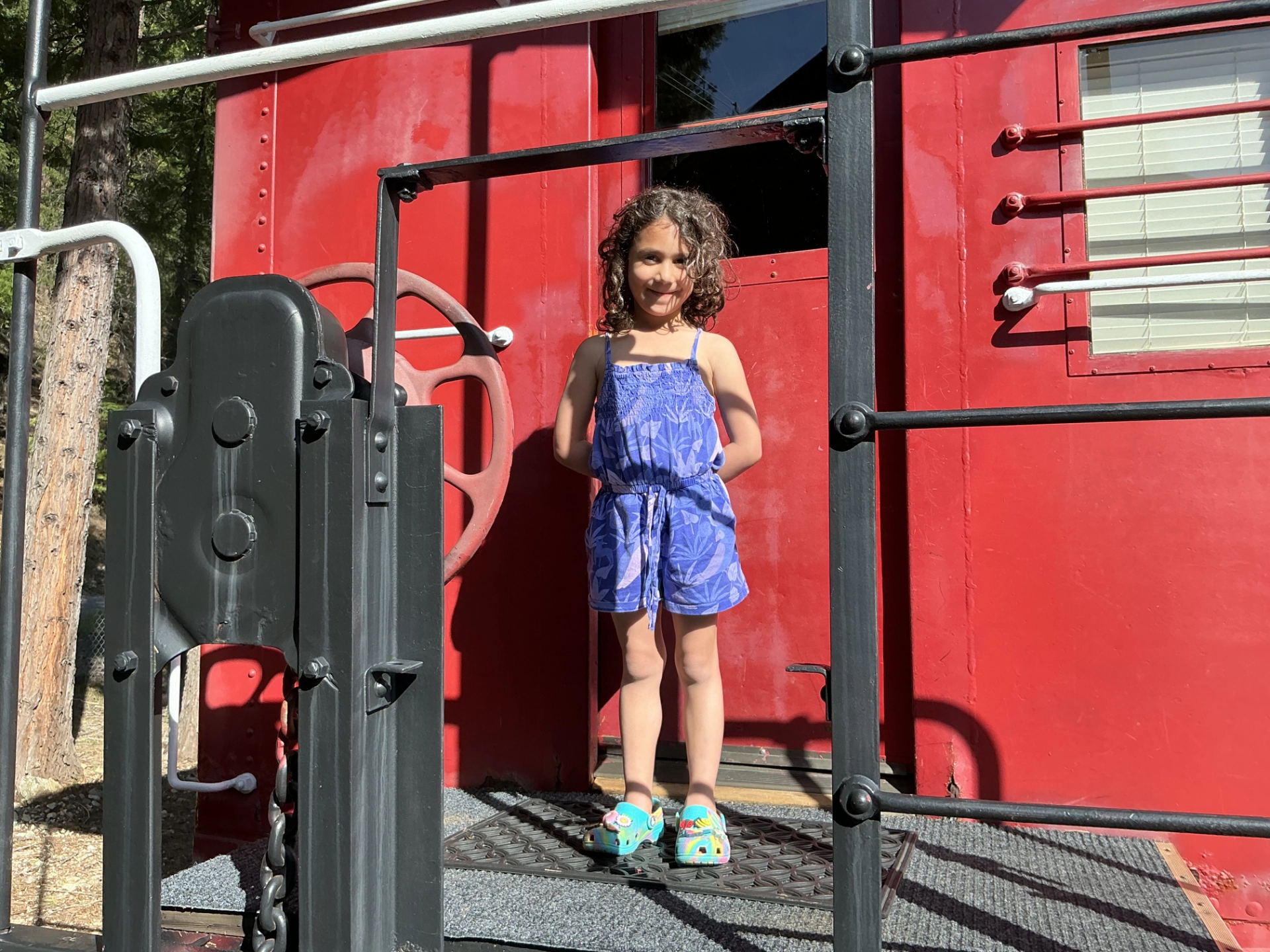 Simona at her caboose