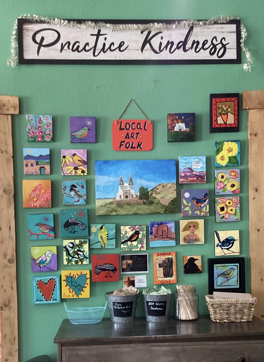 folk art on display at the San Luis Coffee Company