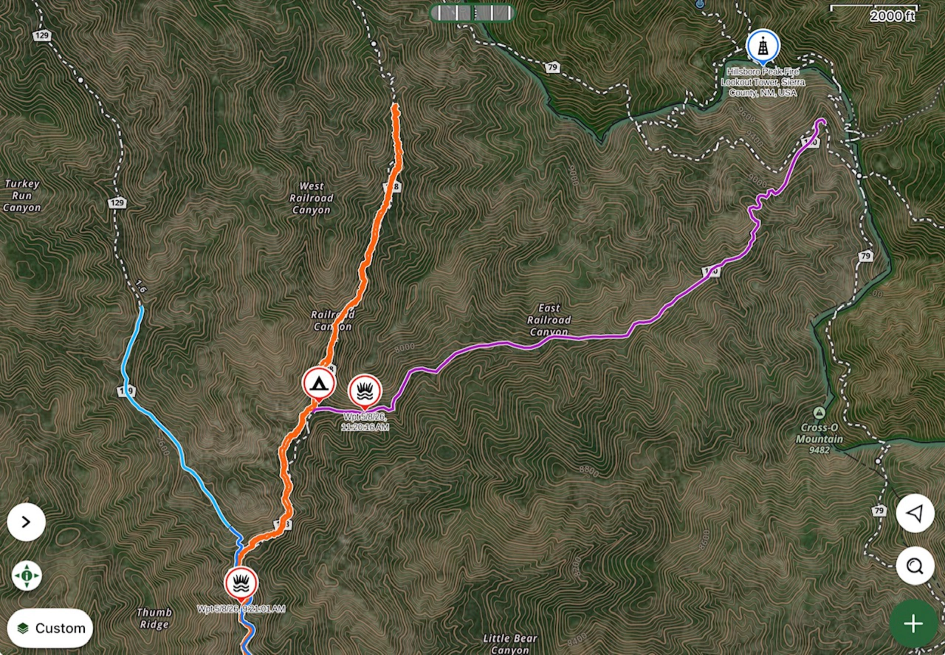 East Railroad Canyon trail map