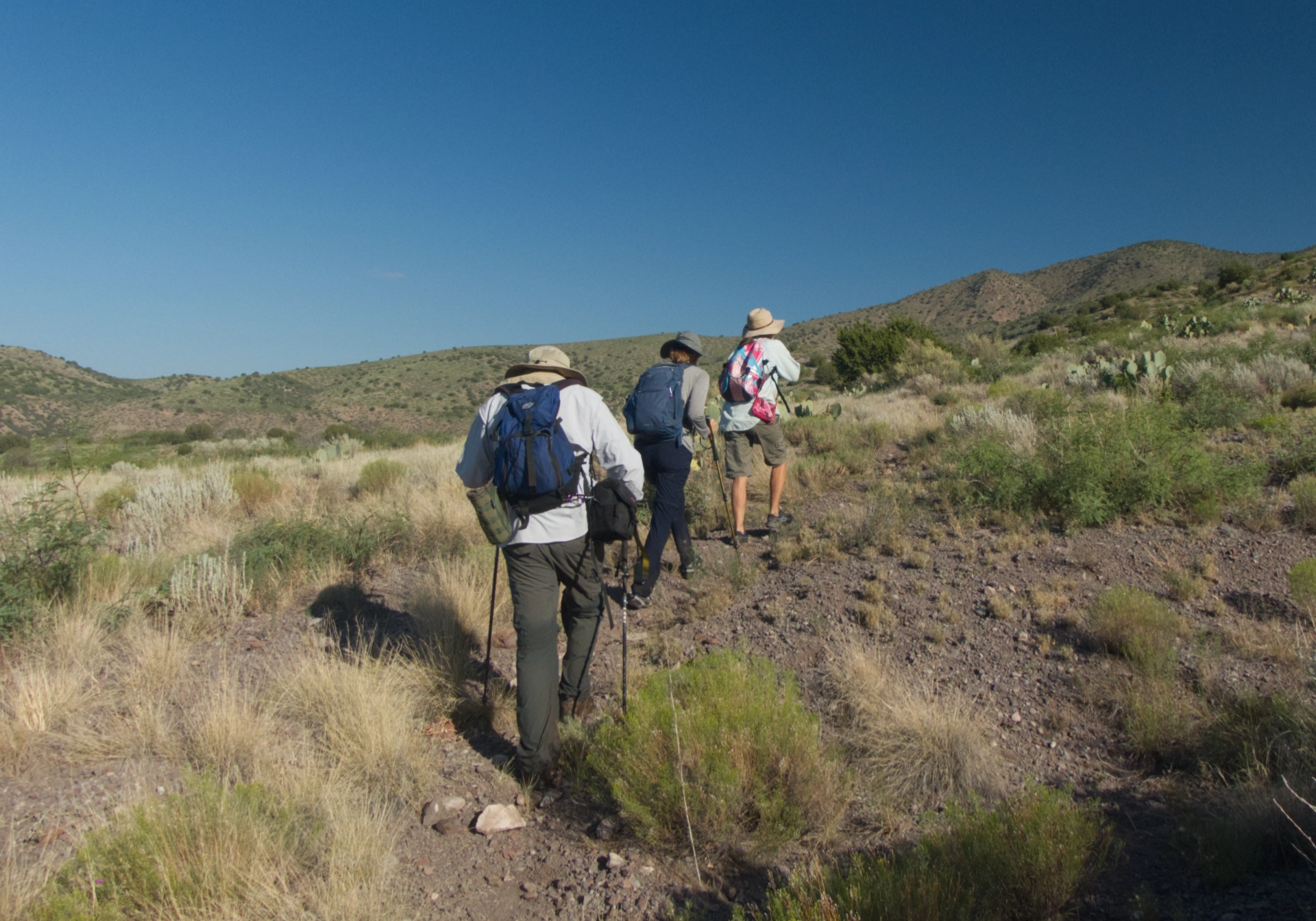 hiking to the top of the ridge