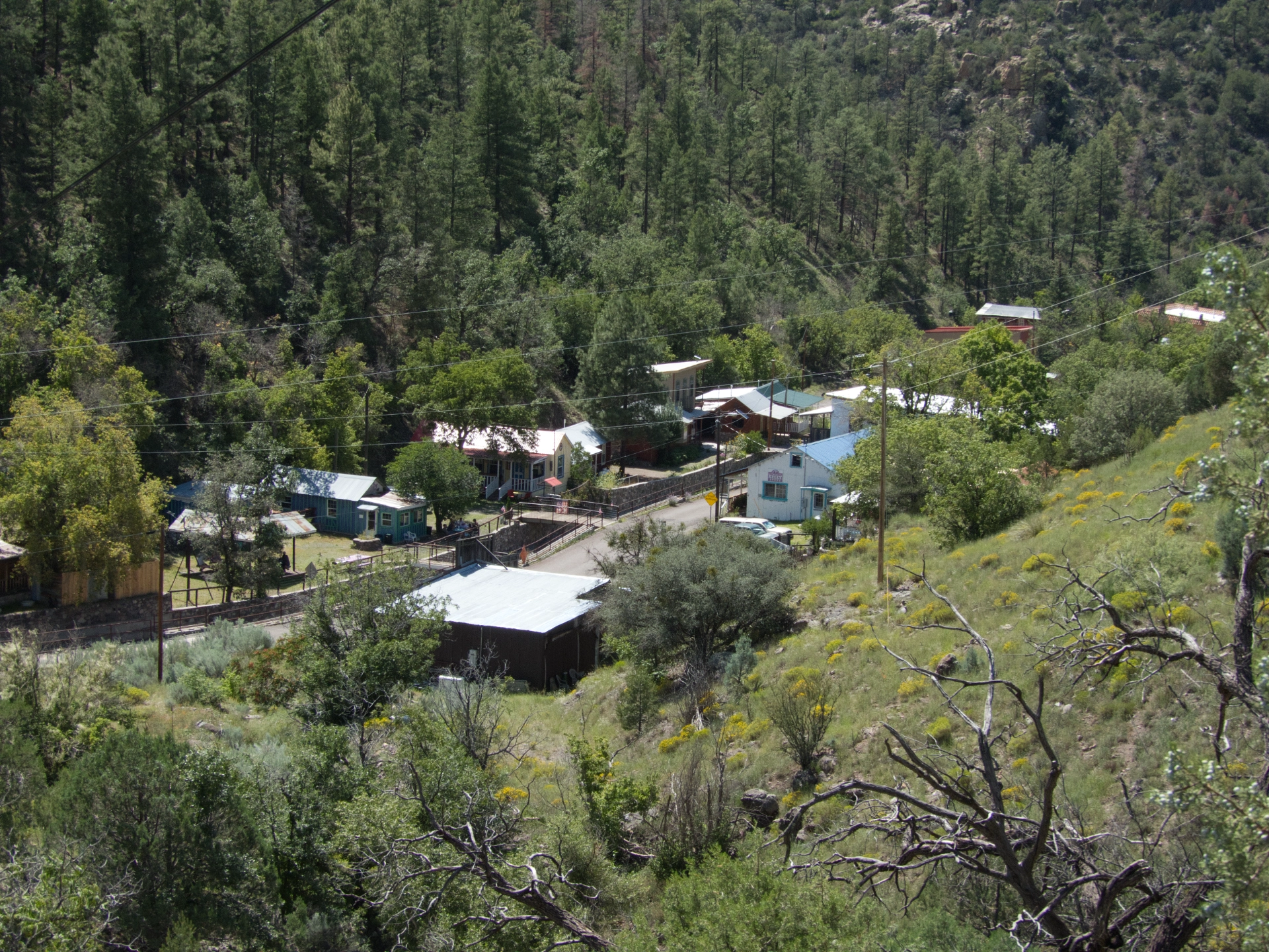 looking down at Mogollon from the road to the cemetery
