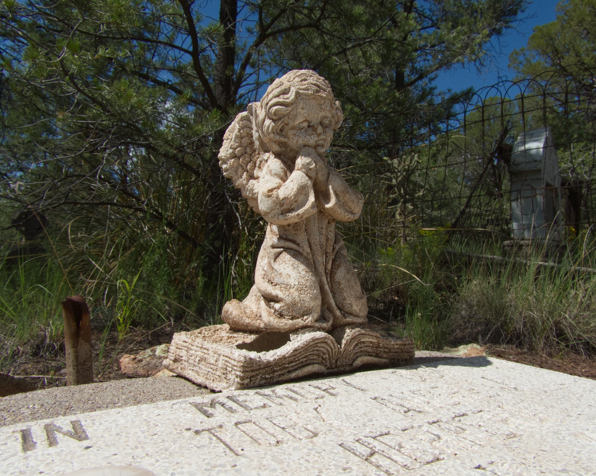 angelic headstone for a child's grave