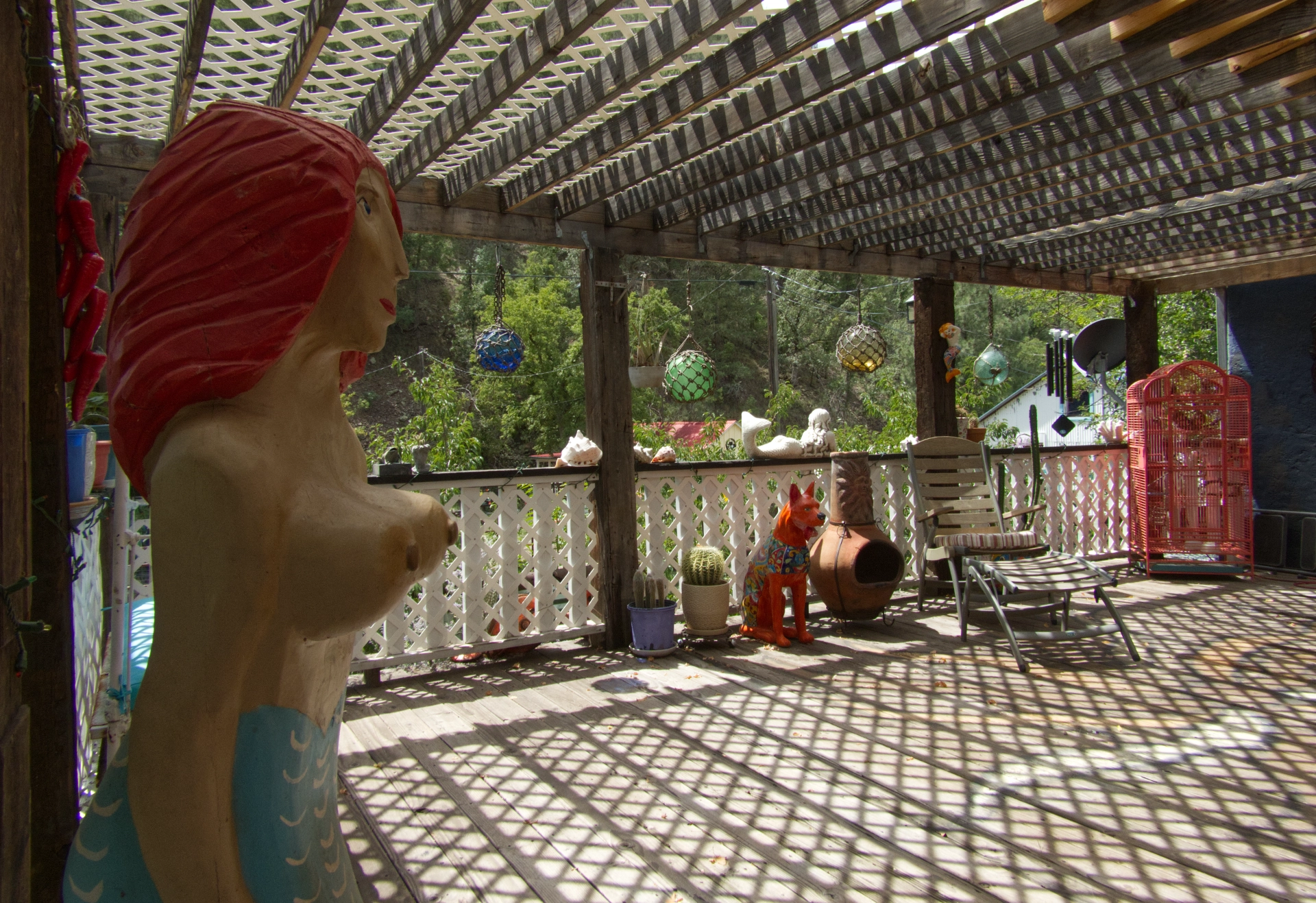 wraparound porch at the Blue House in Mogollon