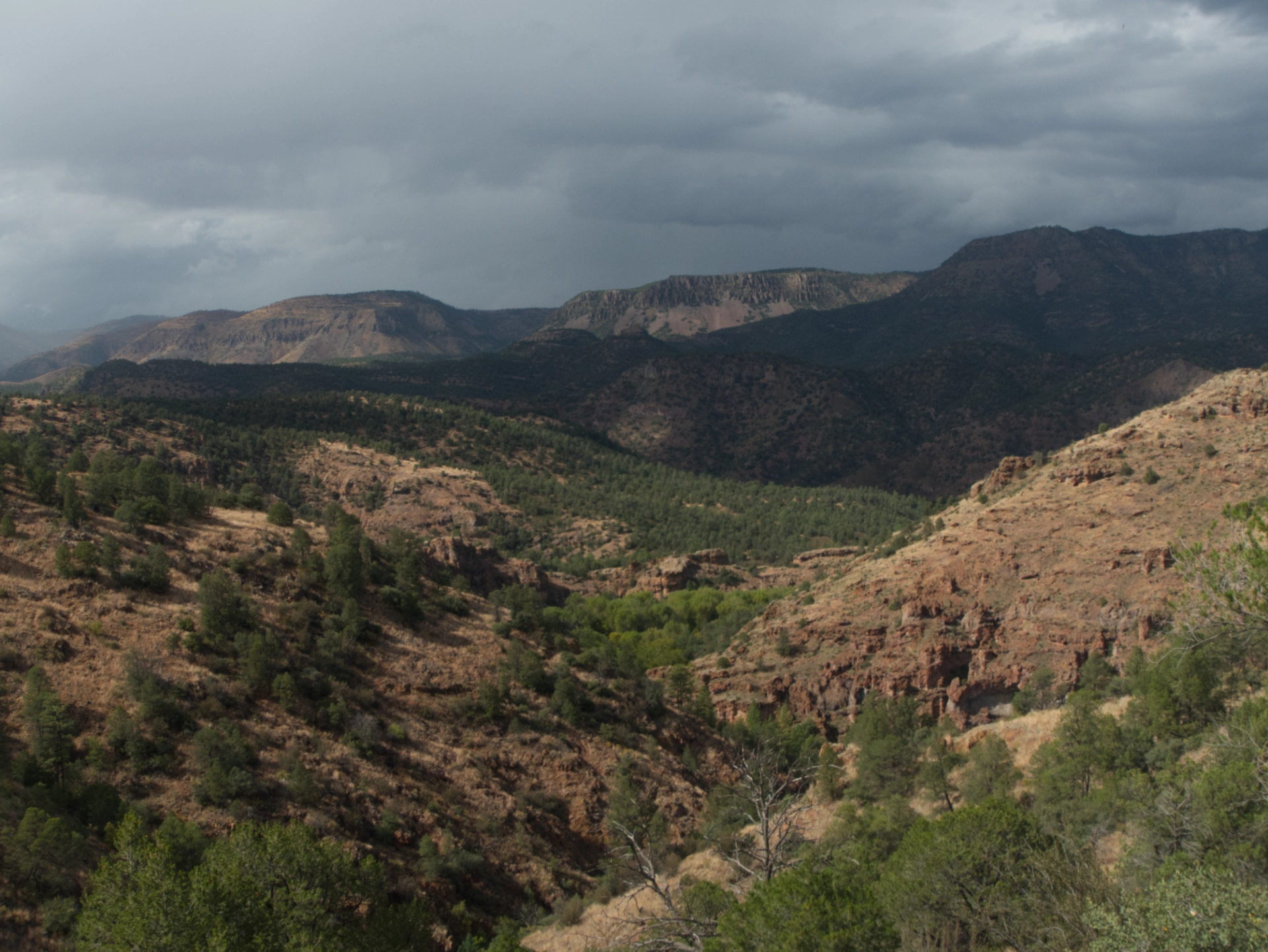 Gila River valley in mixed clouds and sun