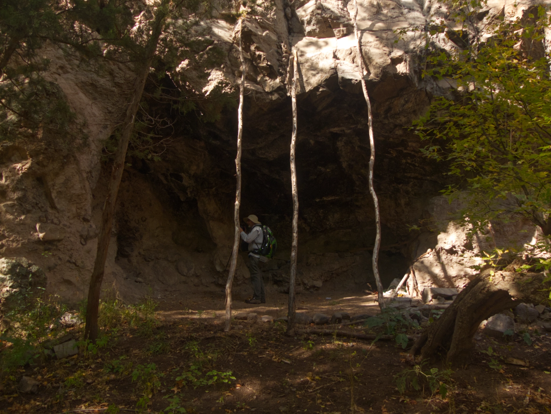 creekside cave with blackened ceiling