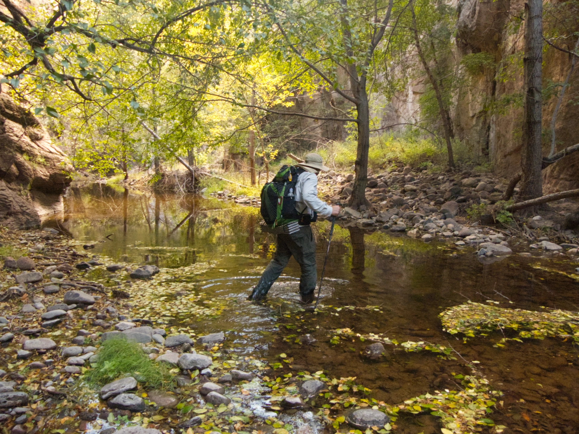 Ken crossing the creek