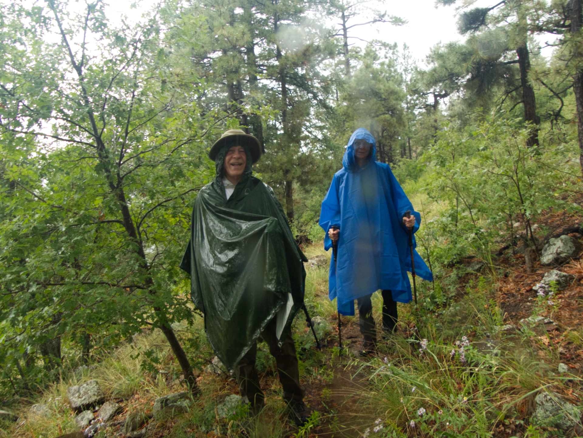 soaking wet hikers