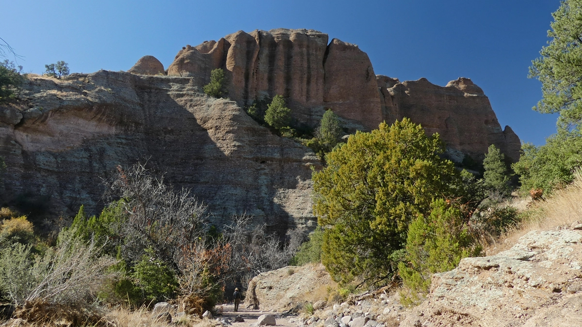 large cliffs in the distance