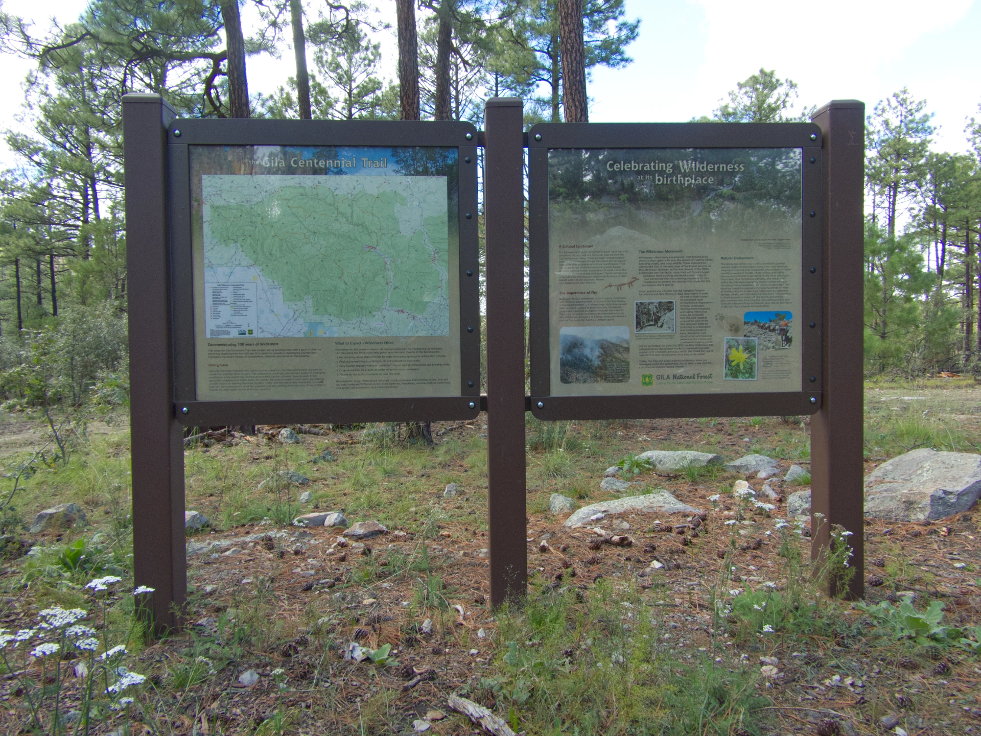 fancy new interpretive panels at the trailhead