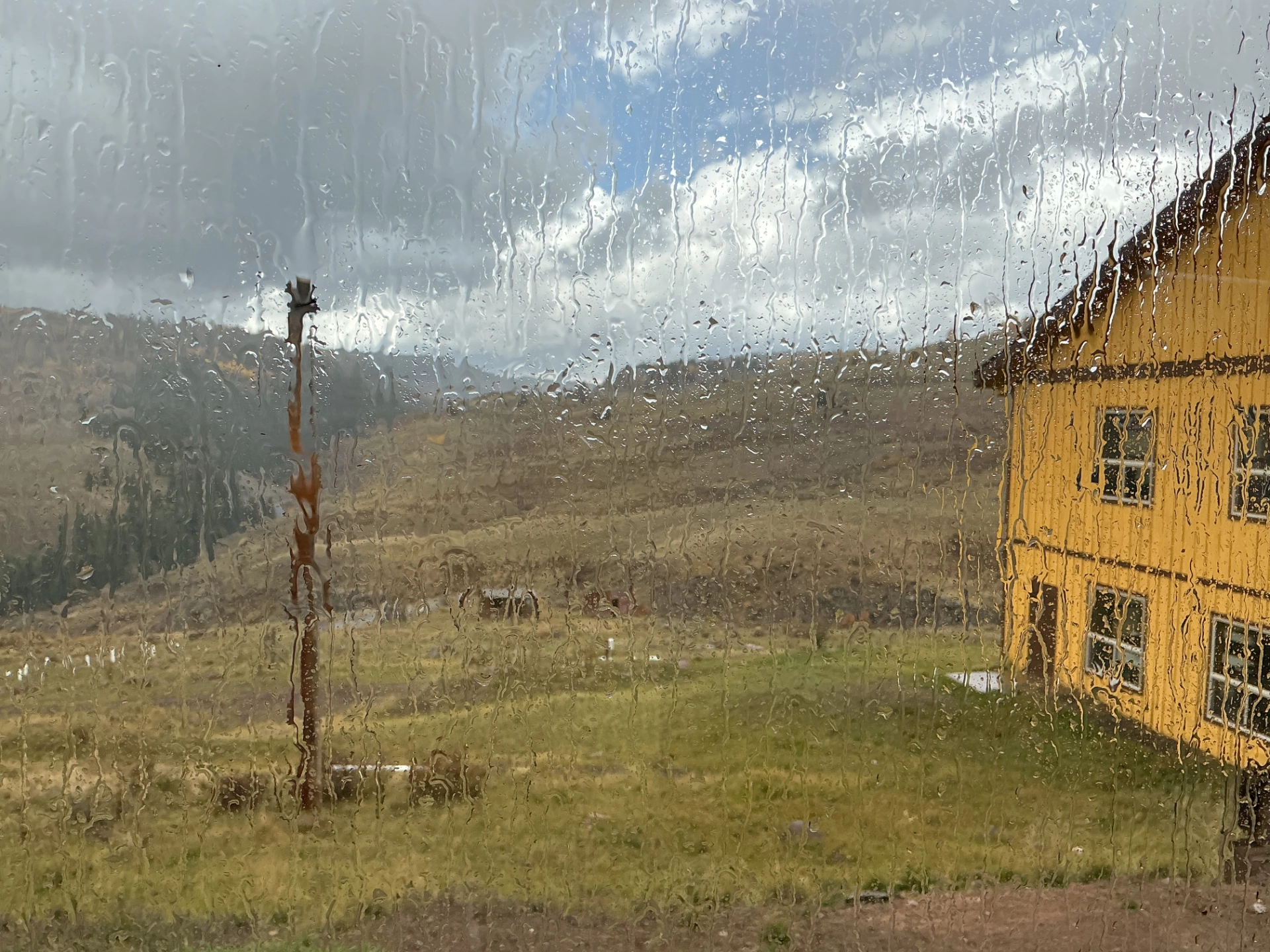 rain on the train window