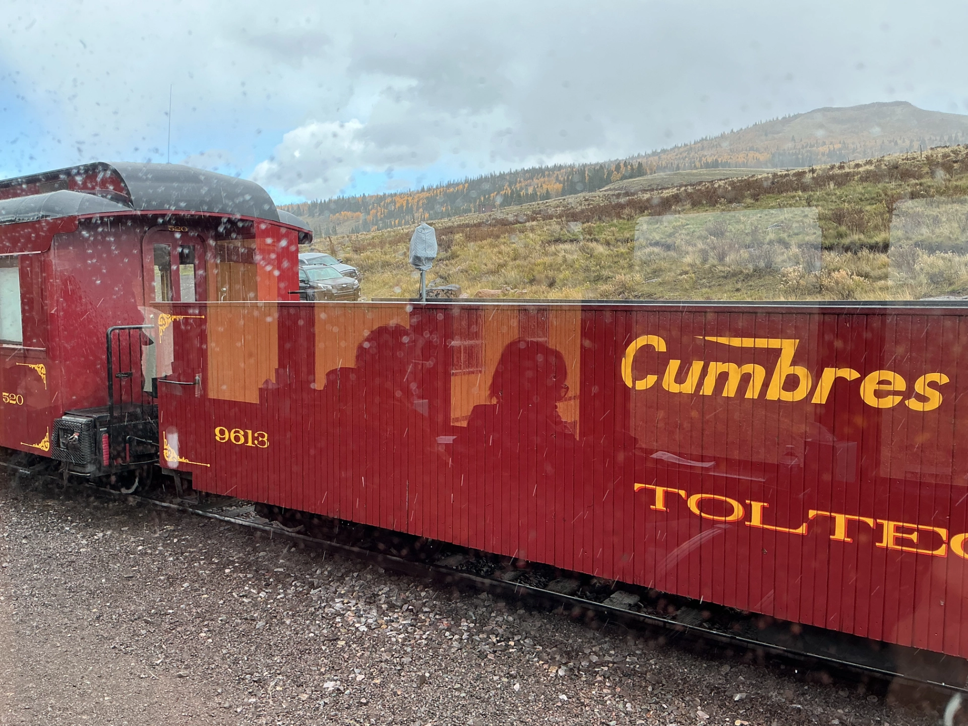reflections in train window