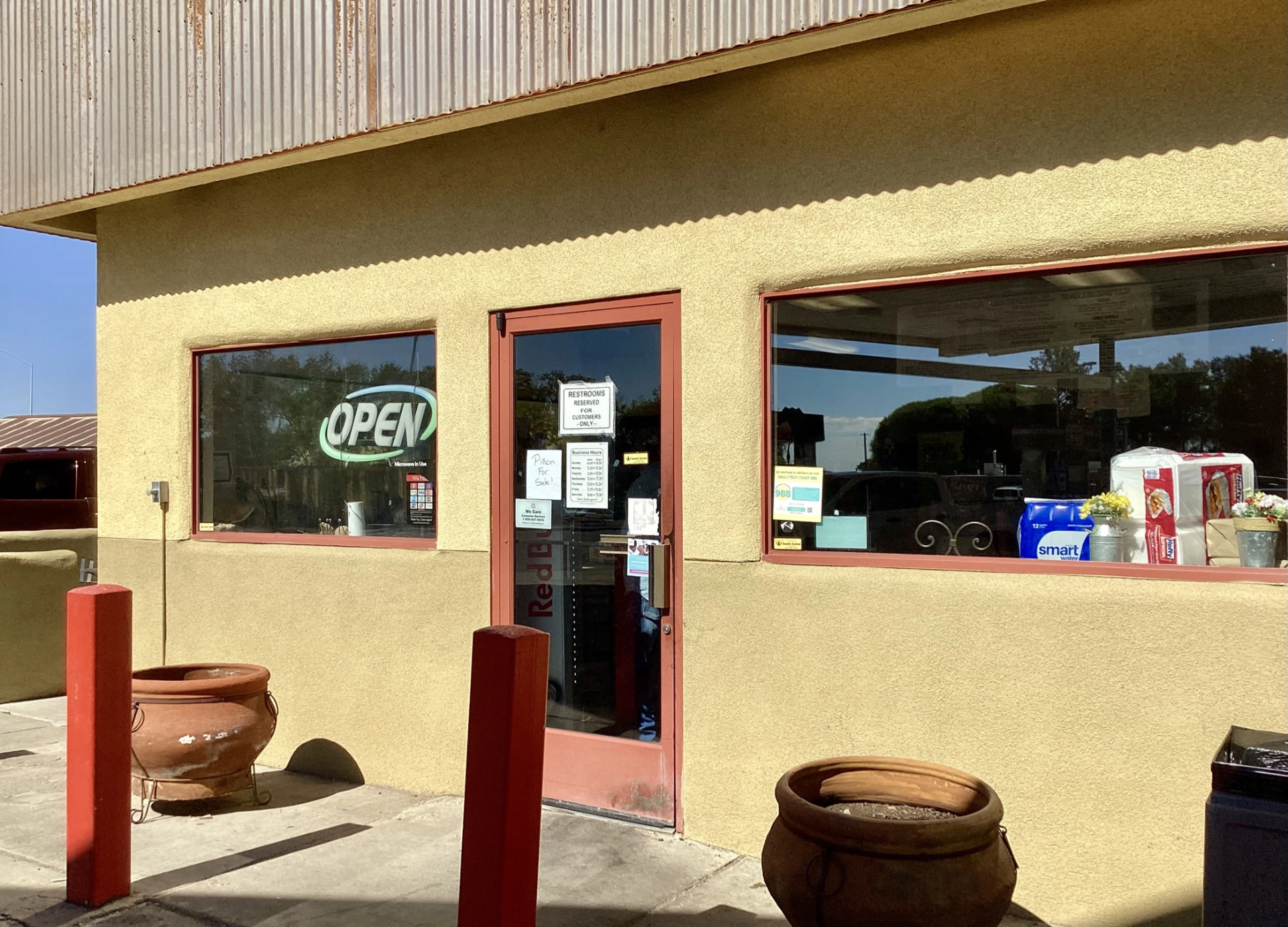 front of gas station with a hidden restaurant