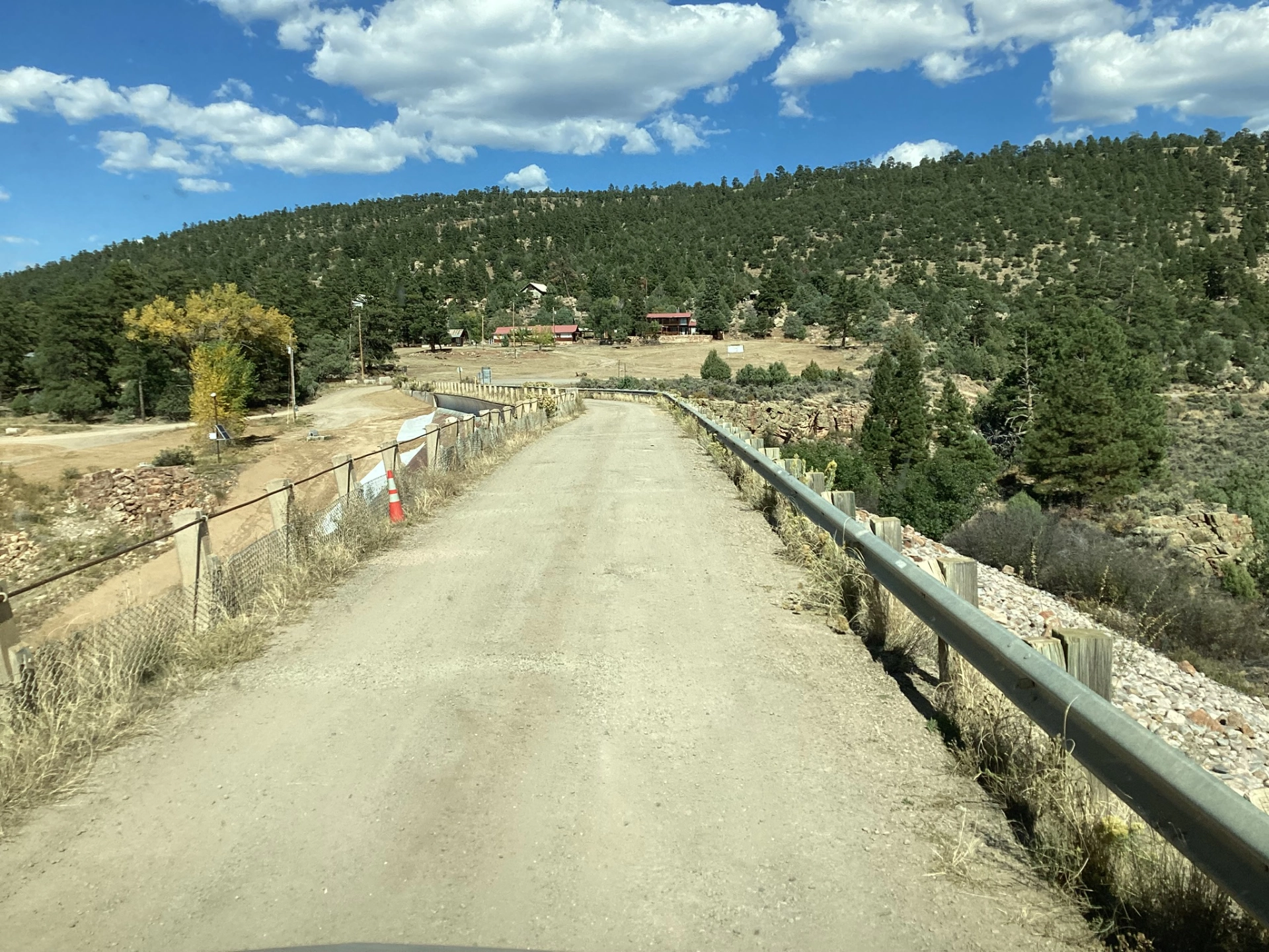 the terrible road atop El Vado Dam