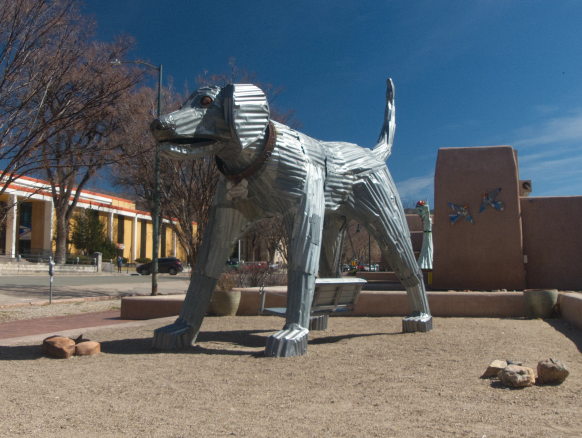 Metal dog sculpture