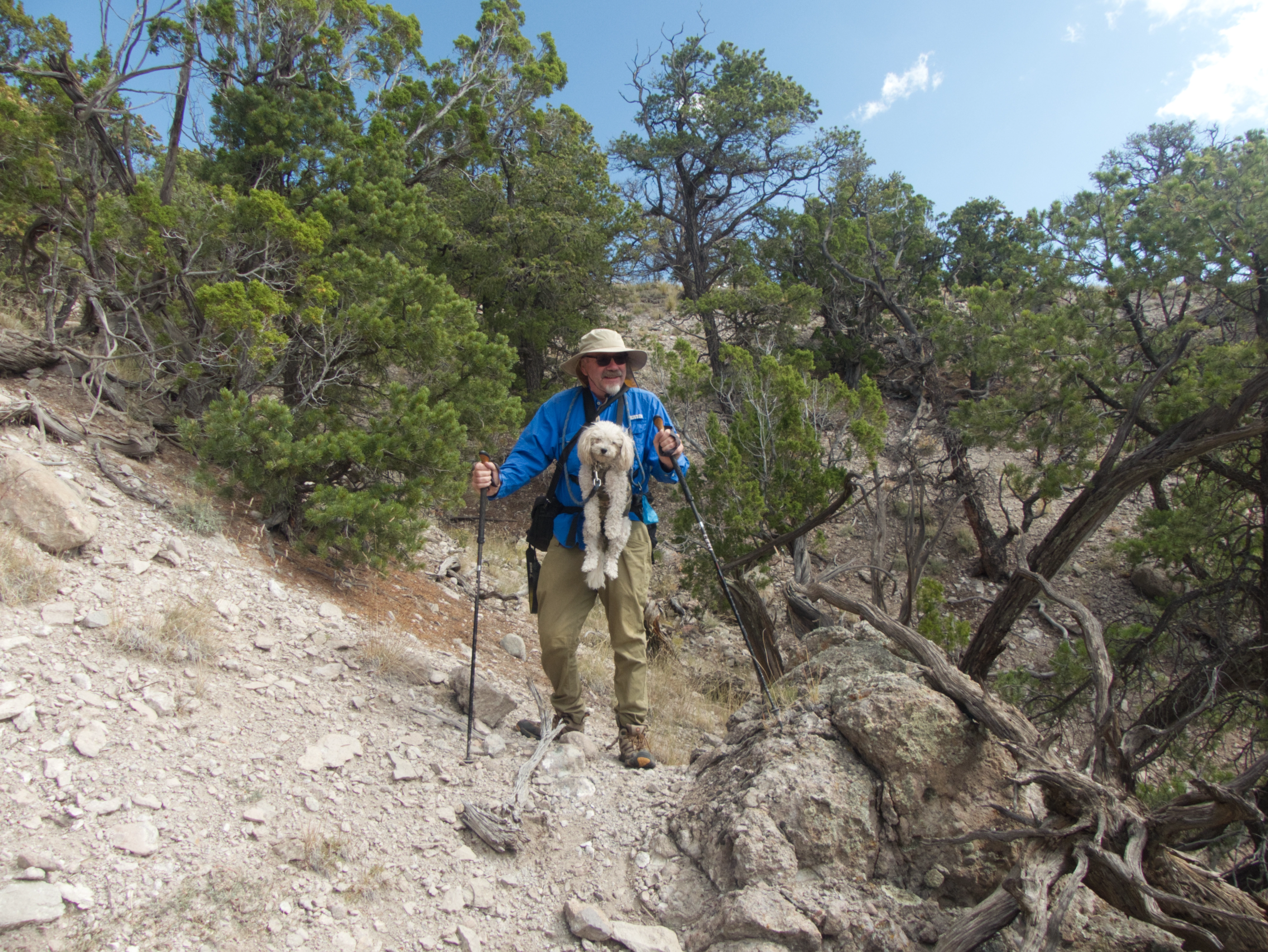 Ken with Badger in a carry bag