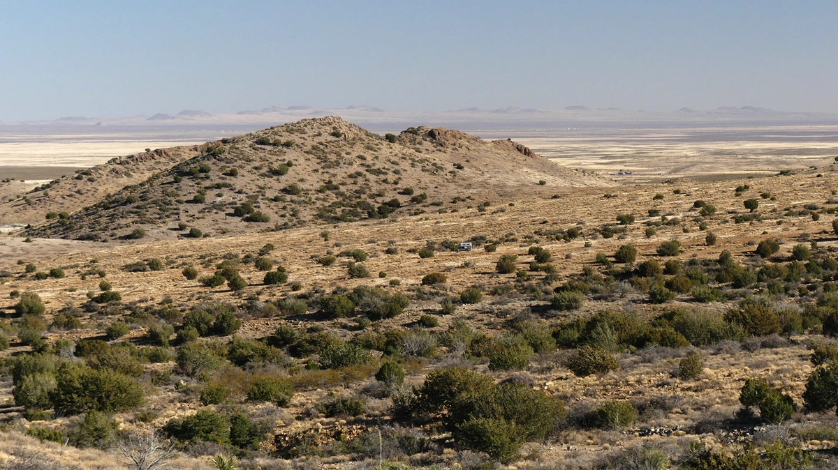 tiny camper in the distance