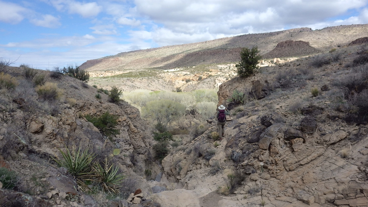 looking down the side canyon