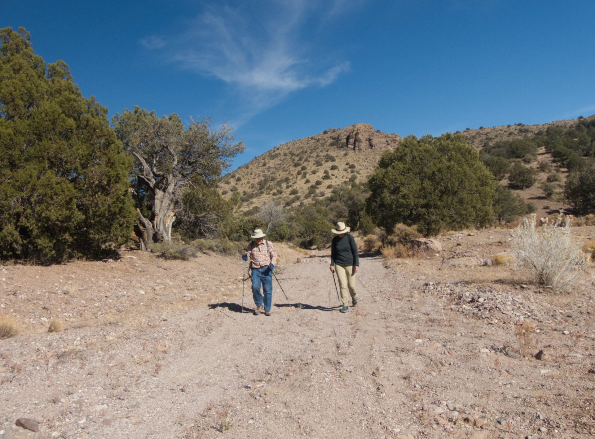 Dennis and Sue walking back along the road