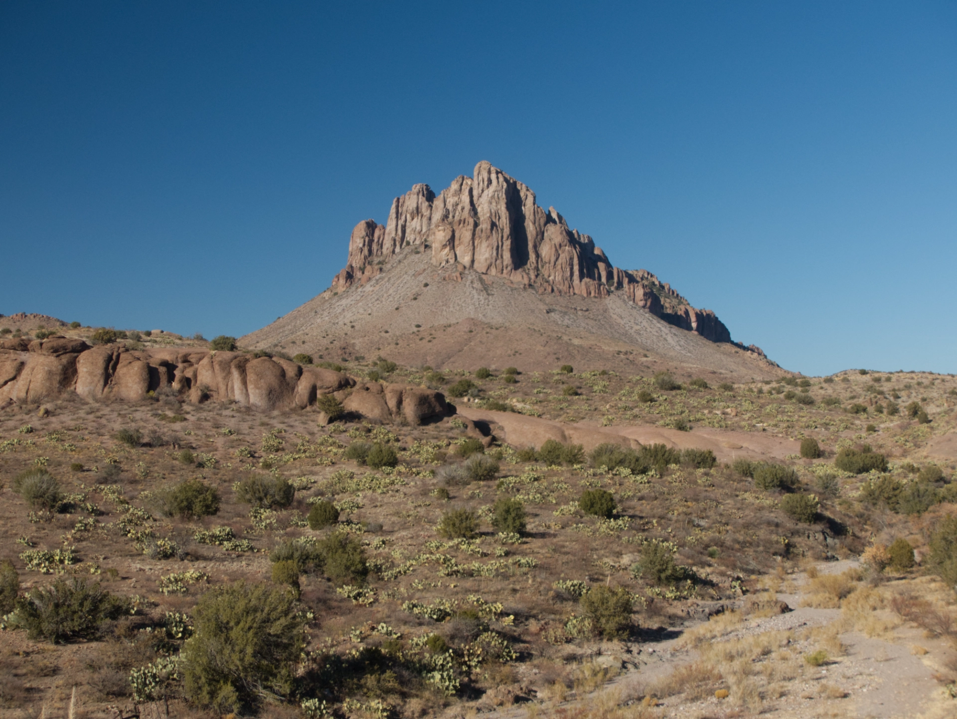 ruddy rhyolate ridge below Steeple Rock