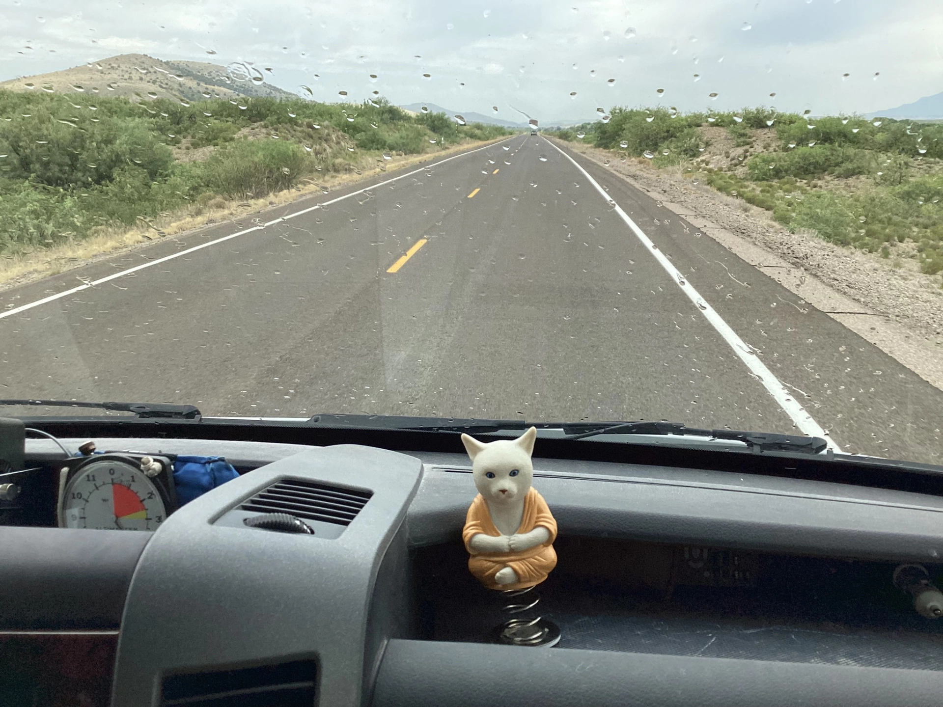 rain on the windshield of the RV