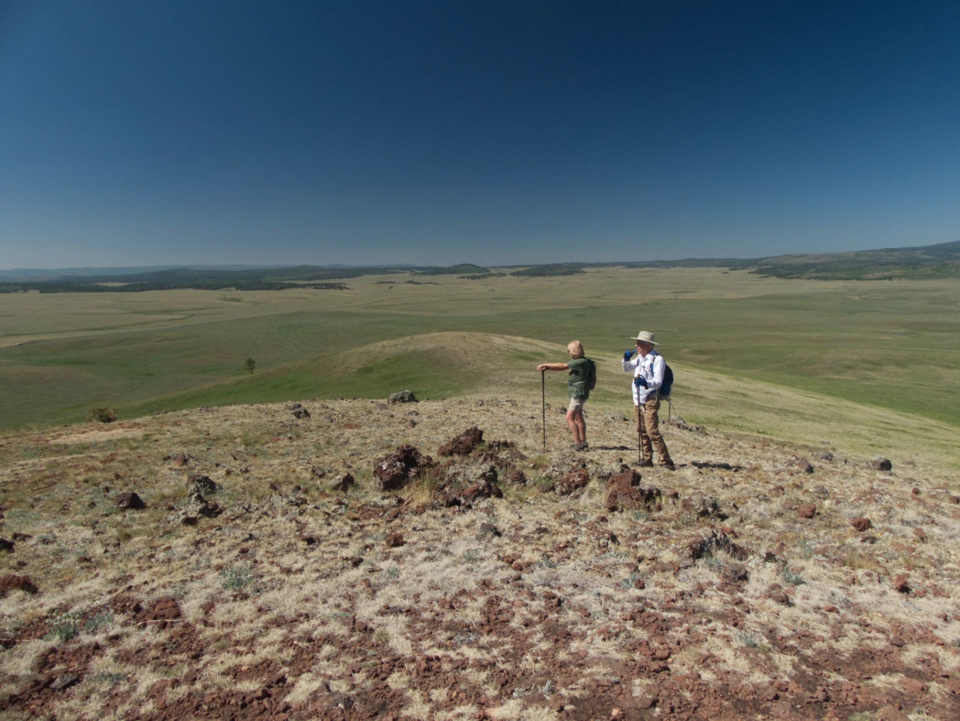 Dennis and Susan looking out over the meadows