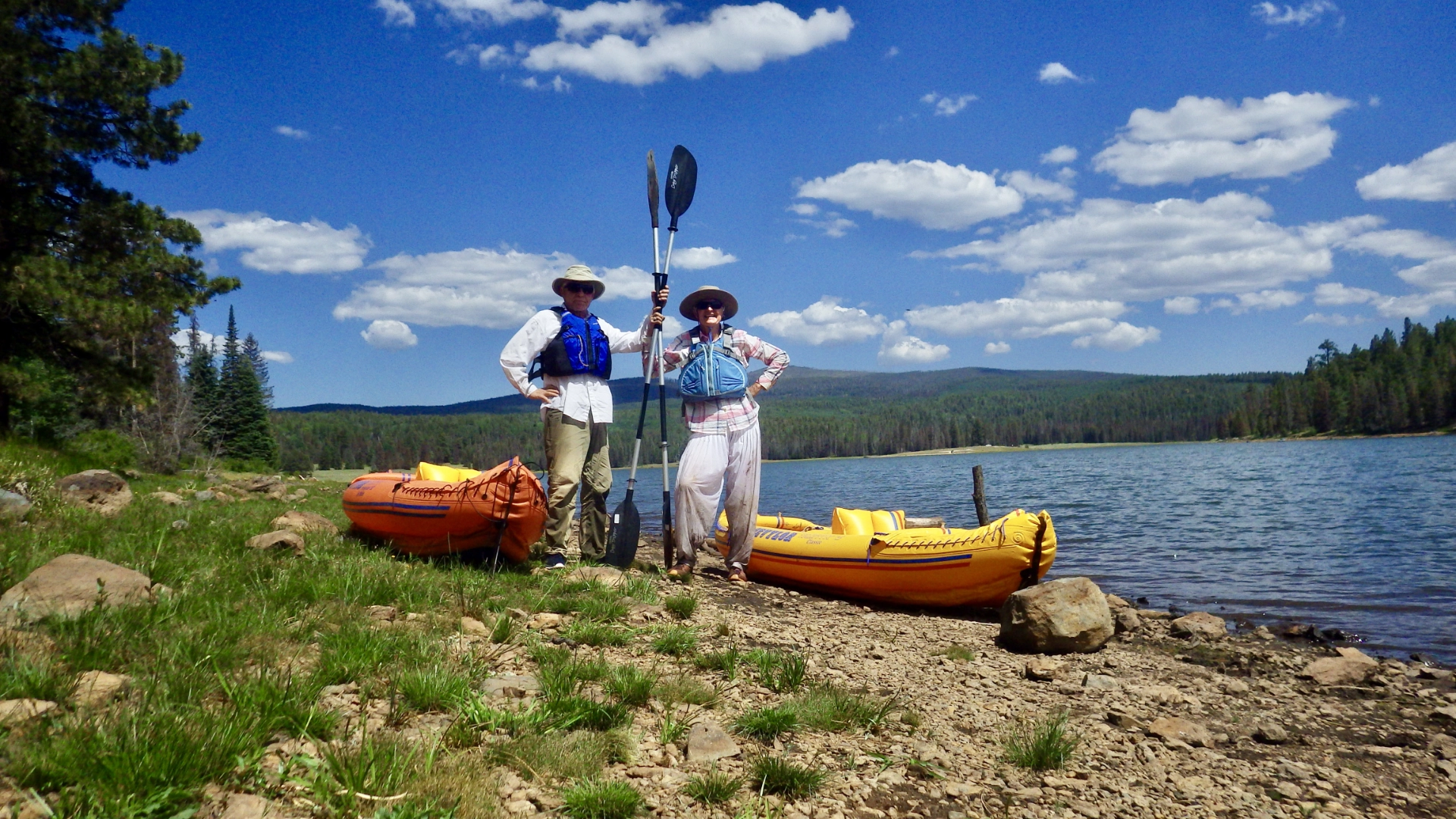 Dennis and me with our two kayaks and lots of mud