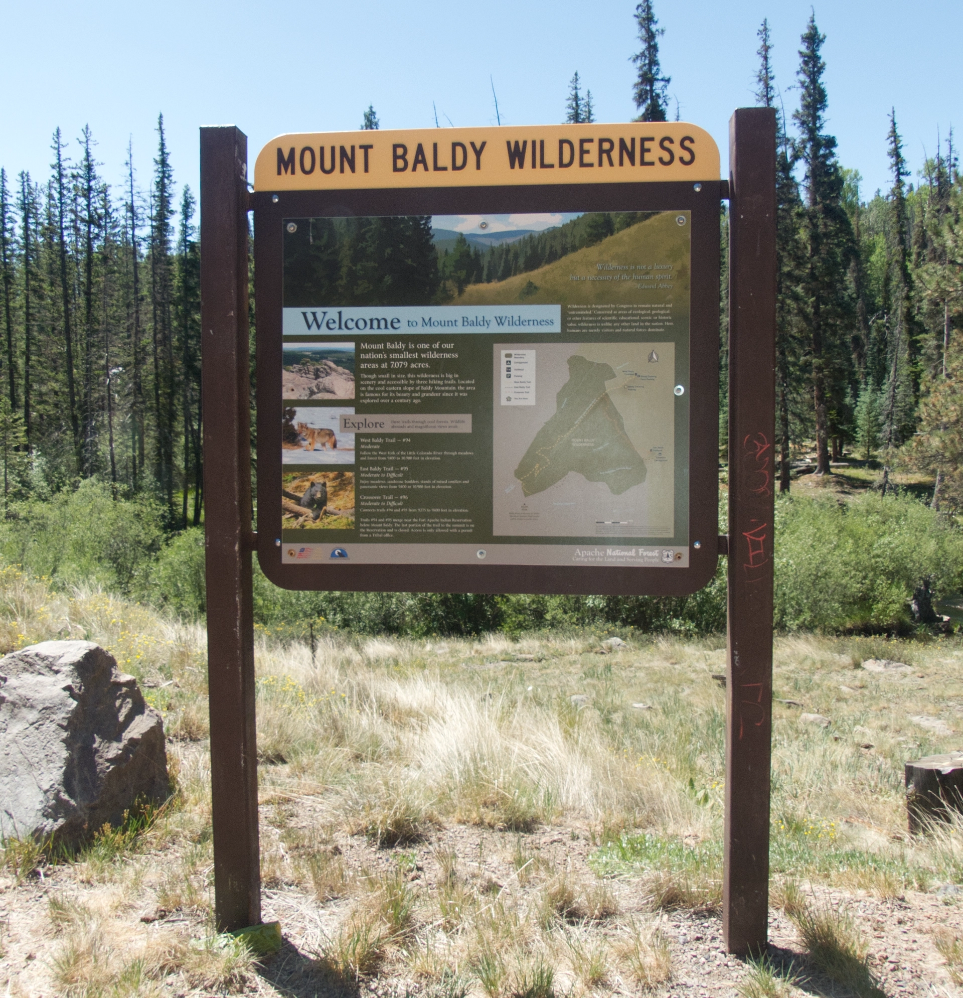 interpretive sign at entrance to West Baldy Wilderness